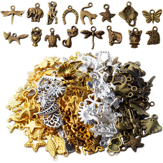 150pcs Craft Supplies Jewelry Making Charms Alloy Assorted Animal Pendants for DIY Earrings Bracelet Necklace Jewelry Making and Crafting,5 Colors