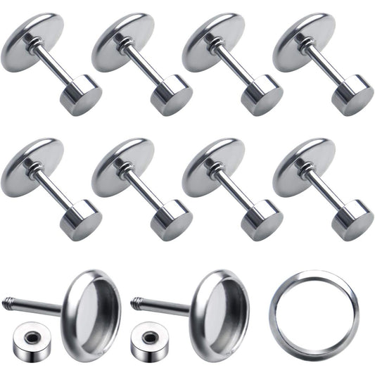 Stud Earring Bezels,10pcs 6mm Stainless Steel Hypoallergenic Cabochon Bezel Trays Gemstone Earring Posts Blanks Settings