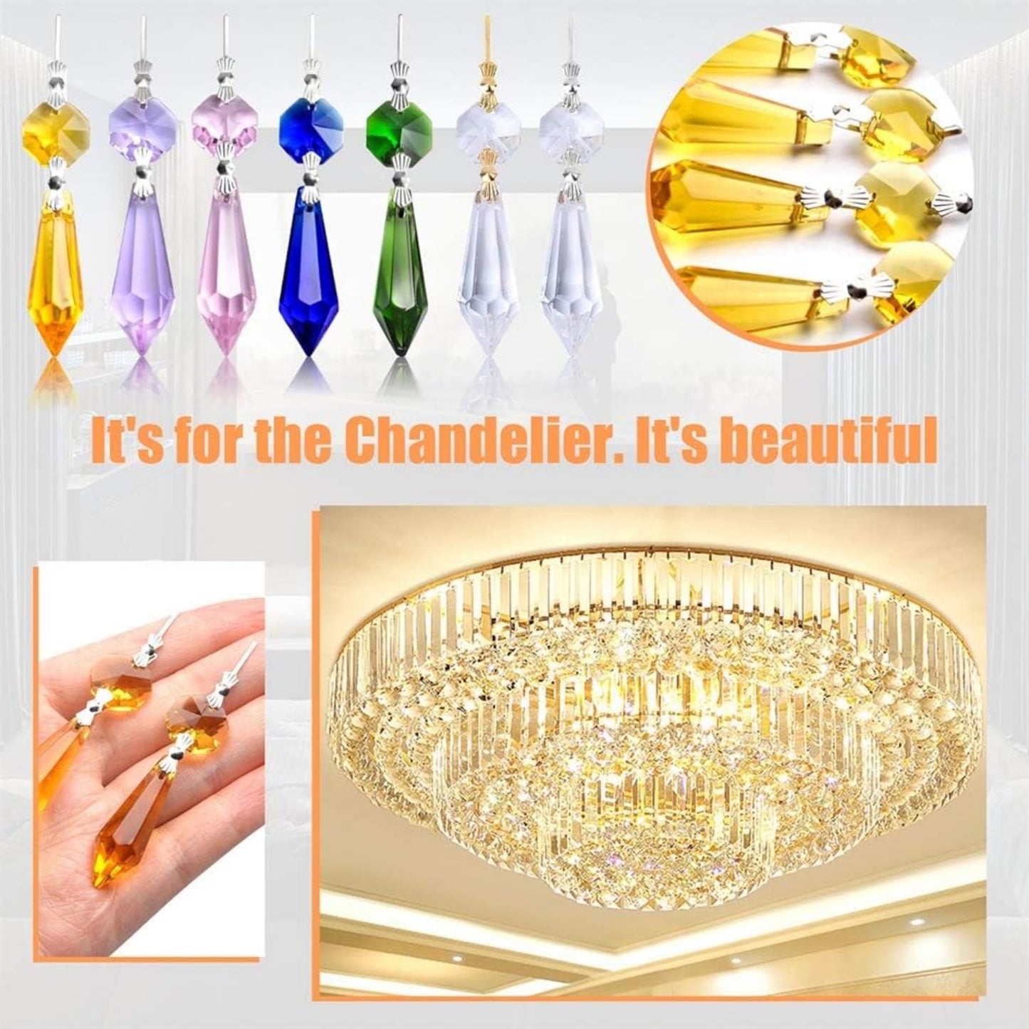 20 Pieces Replacement Clear Chandelier Icicle Crystal Prisms Octogan Crystal Bead for Lamp Decoration,38mm,Gold Bow Tie Connectors