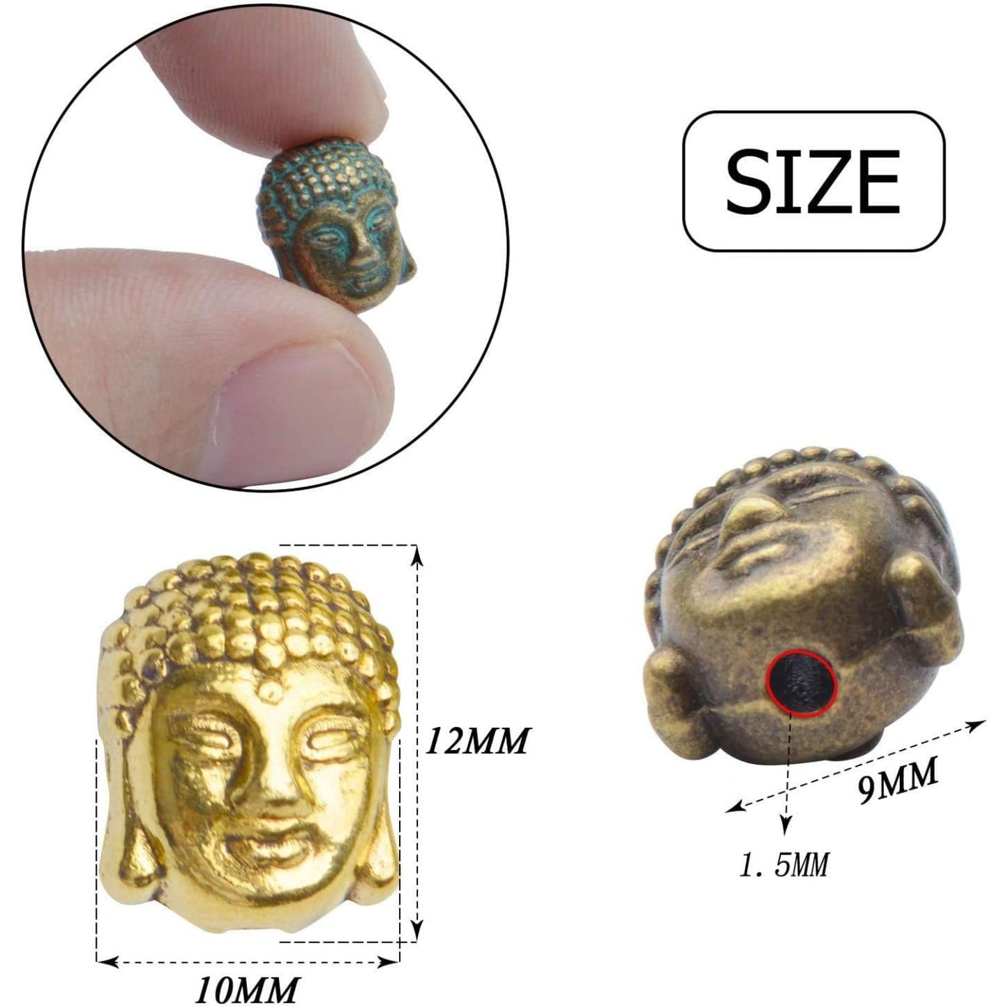 36pcs 6 Colors Buddha Head Beads Tibetan Alloy Charm Connector Beads Loose Spacer Beads for DIY Bracelet Necklace Jewelry Making and Crafting