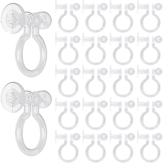 20 Pieces Clear Clip-on Earring Converters Resin Earring Finding Components for Non Pierced Ears DIY Earring Jewelry Making, 12x10mm