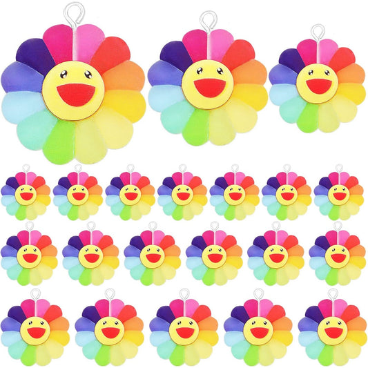 30pcs 3 Sizes Smiley Sunflower Charms Resin Sun Flower Dangle Pendants Smiley Face Charm Jewelry Accessories for DIY Bracelet Necklace Earrings Making