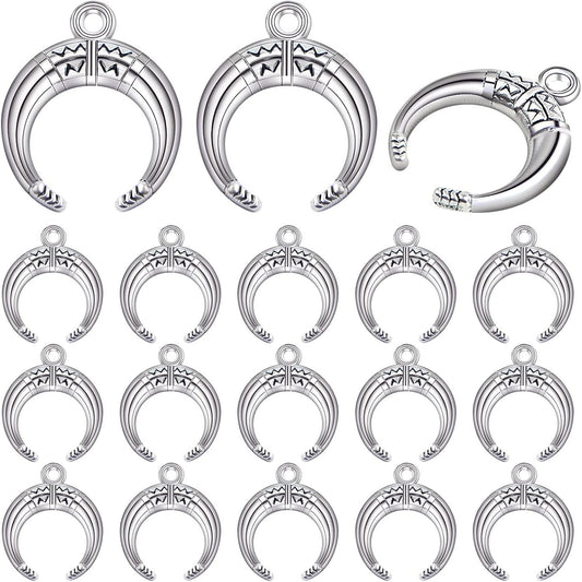 60 Pieces Antique Silver Crescent Moon Pendants Vintage Alloy Luna New Moon Dangle Charms Bulk Crafts Accessory for DIY Bracelet Necklace Earrings Jewelry Making
