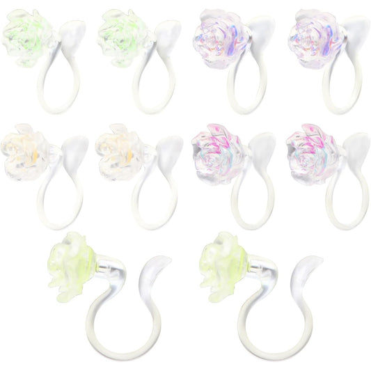 5 Pairs Camellia Clip-on Earring Converters Plastic Camellia Flower Shape Earring Clips Components for Non Pierced Ears DIY Jewelry Making Findings, 5 Colors