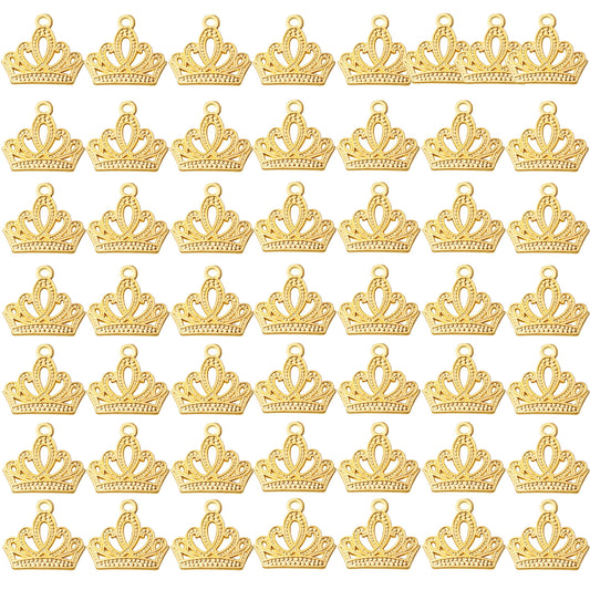 50pcs Crown Charms Pendants Alloy Vintage Charms King Crown Charm Jewelry Charms Pendant for DIY Necklace Bracelet Jewelry Crafts Making Accessories,5 Colors