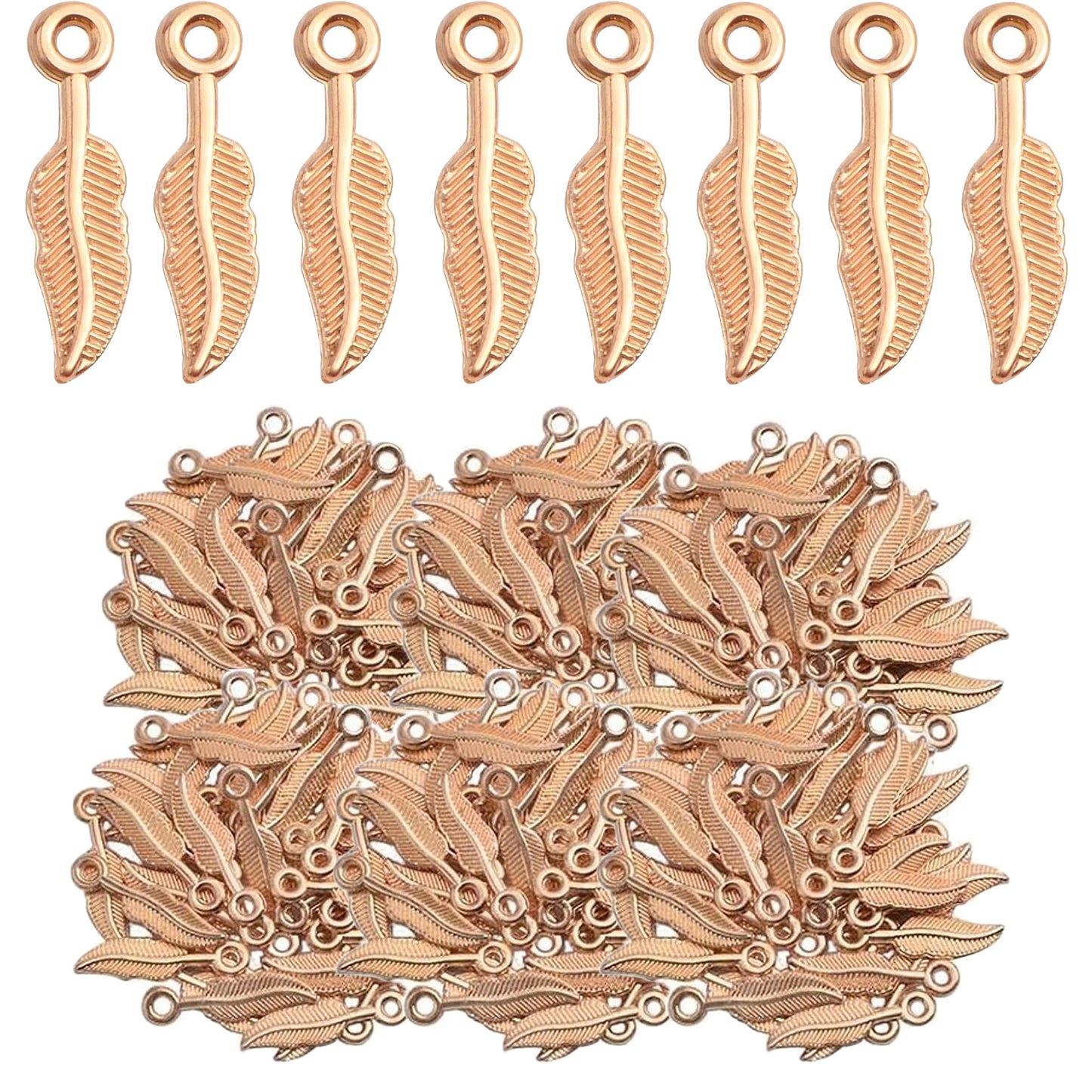 200 Pieces 5 Colors Feather Wing Charms Tibetan Alloy Leaf Dangle Pendants Jewelry Findings Accessories for DIY Necklace Bracelet Earrings Crafts Making