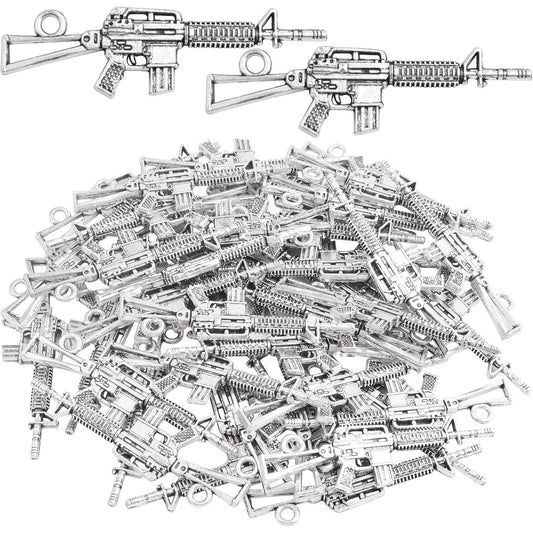40pcs Antique Silver Sniper Rifle Gun Charms Vintage Tibetan Weapon Pistol Rifle Pendant Charms Handmade Accessories for DIY Bracelet Jewelry Making Craft Supplies