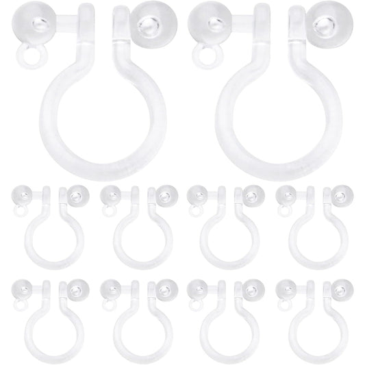 20pcs Clear Resin Invisible Clip-on Earring Converter Components Comfortable Earring Clips Replacements with 1 mm Loop Hole for Women Men Non-Pierced Ears, 10 mm x 11 mm