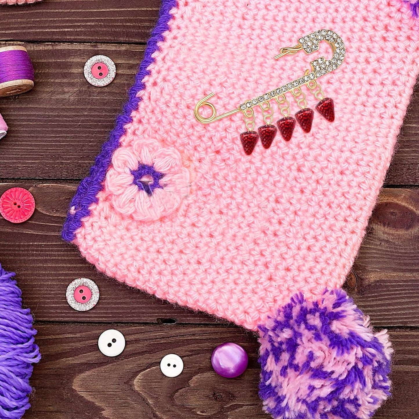 6pcs Rhinestone Safety Pins Brooches Shiny Sweater Shawl Clips Crystal Brooch Pins Accessories,2 Colors