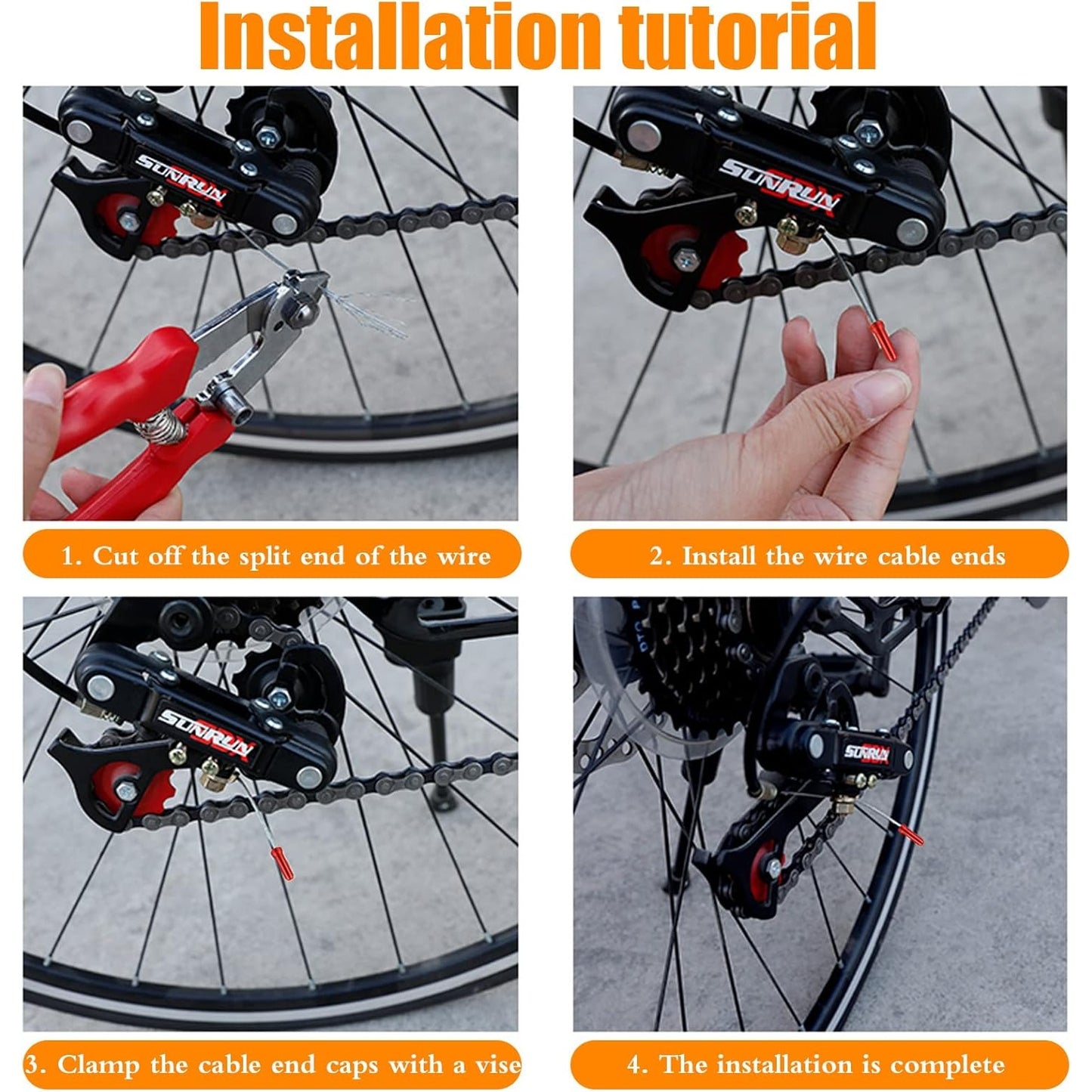 100pcs Aluminum Alloy Bike Cable End Caps, Red, 12mm, with Box for Road & Mountain Bikes