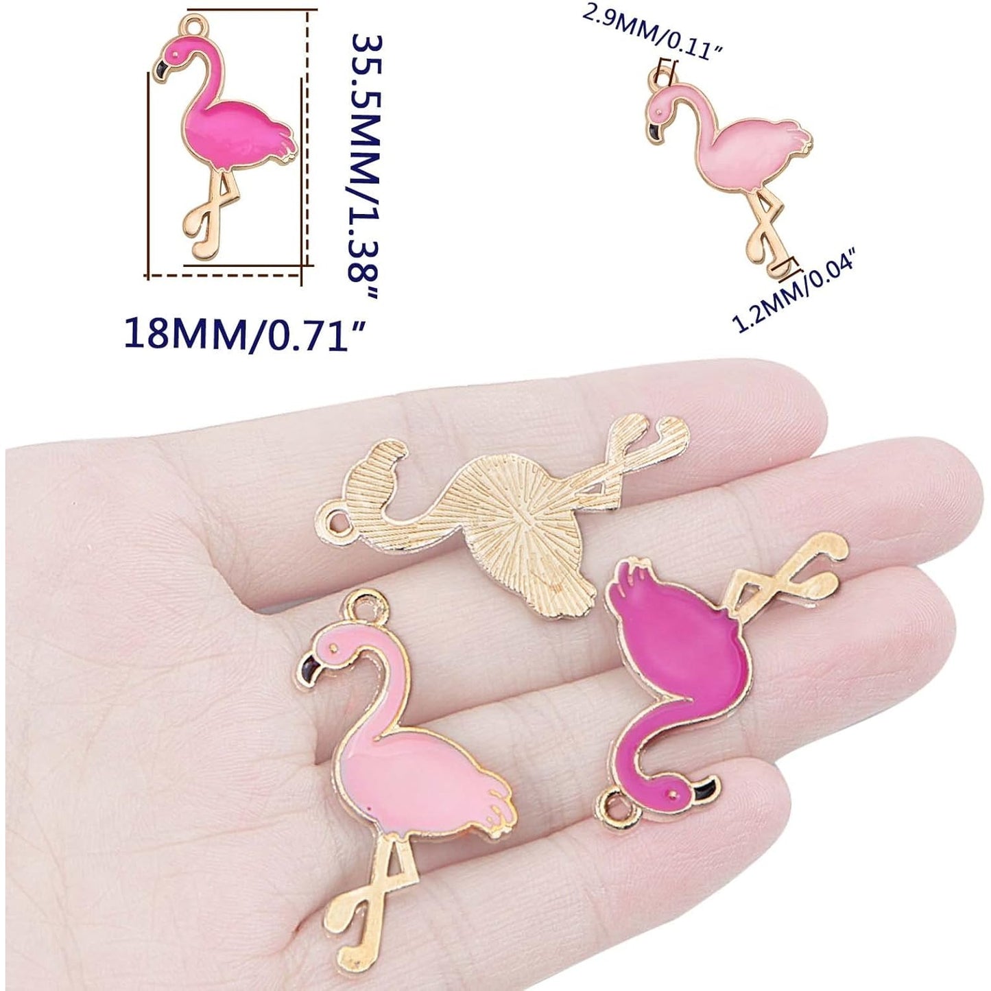 30pcs Enamel Flamingo Charms Alloy Tropical Bird Flamingo Animal Pendants Romantic Dangle Charms for DIY Necklace Earring Jewelry Making Valentine's Day Gifts, 2 Colors