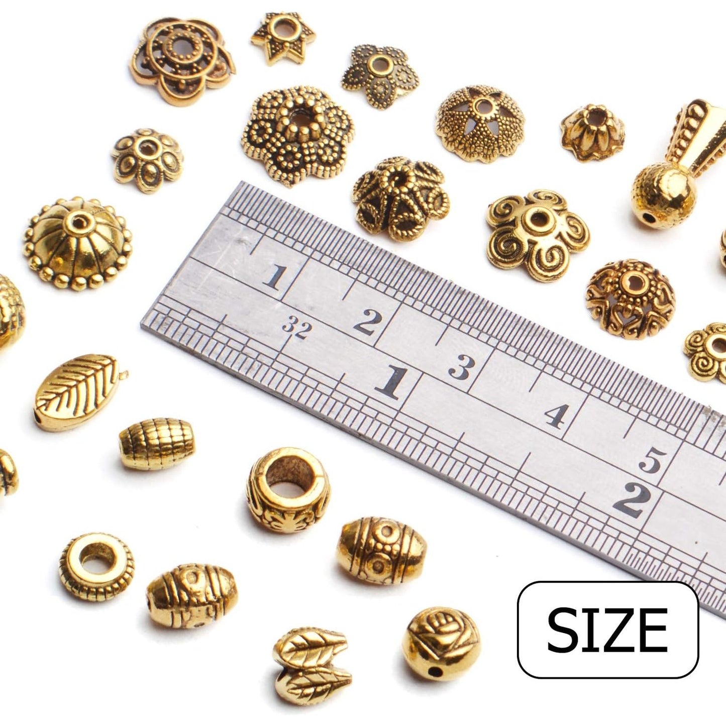 Bead Caps,100g(150~250 pcs) Alloy Golden Spacer Bead Hollow Flower Bead Caps for Jewelry Making Bracelet Necklace Earrings