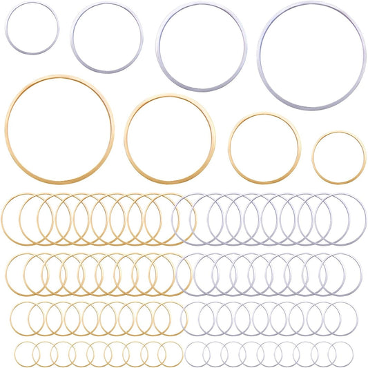 80pcs 15mm/20mm/25mm/30mm Earrings Beading Hoop Earring Findings Brass Round Circle Charms Open Bezel Pendant Frame for DIY Jewelry Earrings Making Supplies, 2 Colors