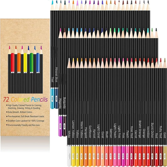 Aylifu 72-Color Colored Pencils for Adult Coloring Books, Soft Core, Back to School Supplies, Smooth Coloring Pencils for Kids Sketching, Drawing, Blending, Shading, Arts & Crafts Supplies Gift