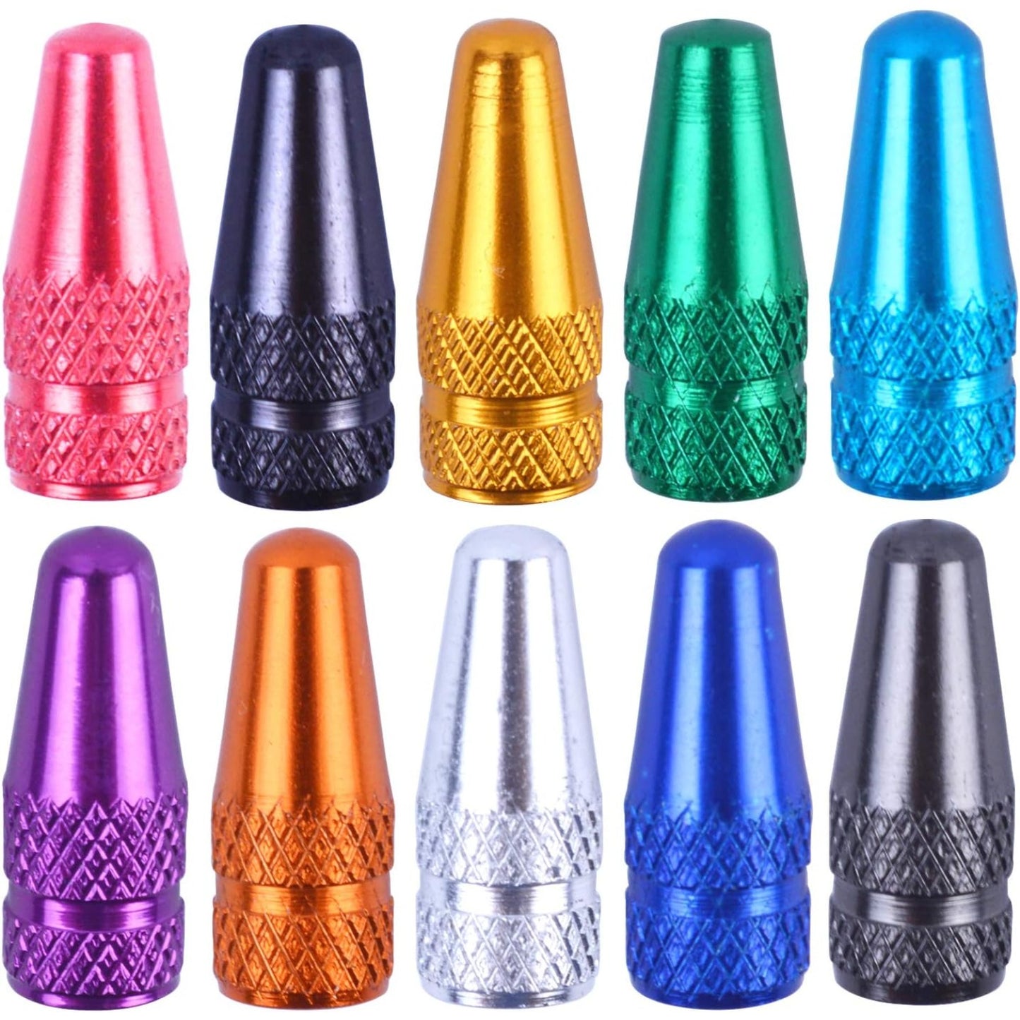 BronaGrand 20pcs Multi-Color Anodized Machined Aluminum Alloy Bicycle Bike Tire Valve Caps Dust Covers French Style Presta Valve Cap
