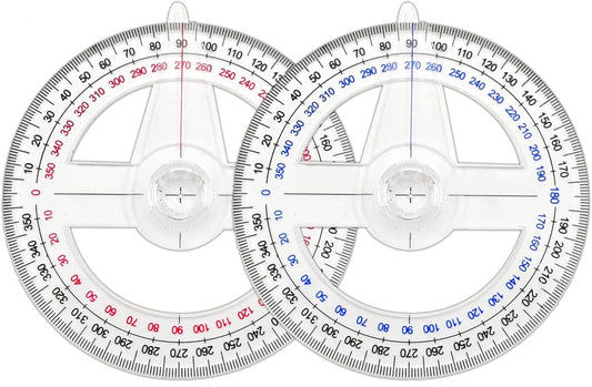 Aylifu 360° Protractor Pack of 2 Protactors Plastic Protractor Math Protractors Clear Protractor Ruler Drafting Tools Circle Protractor for Geometry
