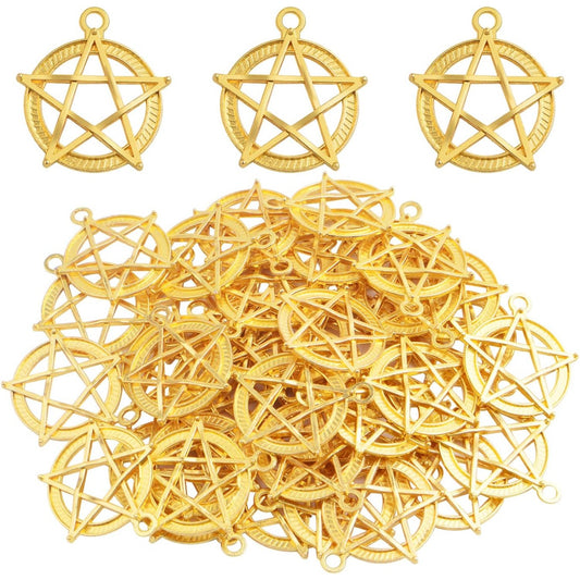 40pcs Golden Pentagram Star Pendant Charms Alloy Pentacle Star Protection Lucky Dangle Charms Craft Supplies for DIY Necklace Earrings Jewelry Making Decoration