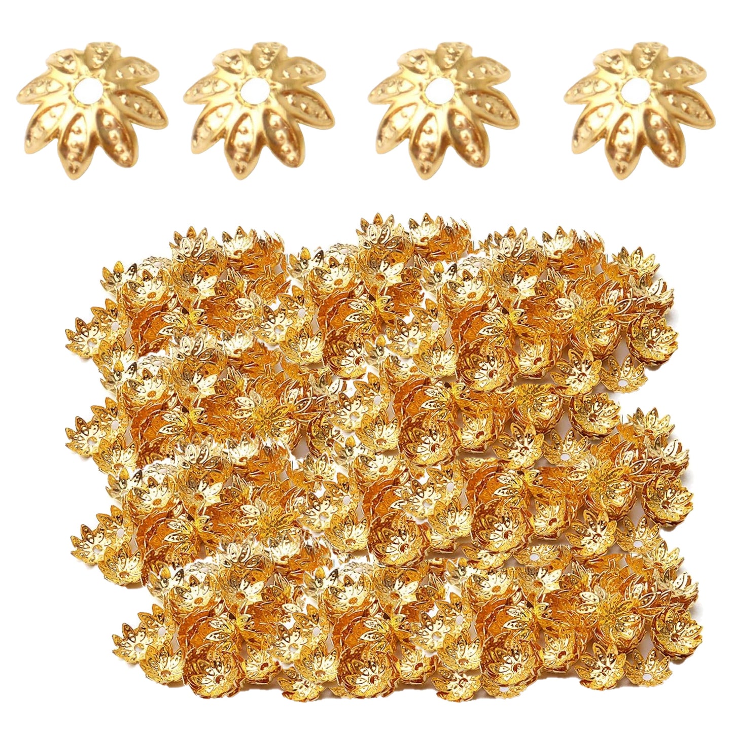 Tibetan Bead Caps, 600pcs 8 mm Antique Alloy Mixed Flower Bead Spacers Jewelry Findings Accessories for DIY Crafts, 6 Colors