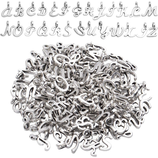 Letter Charms Collection, 4 Sets(104 pieces) Alloy Alphabet A-Z Charms English Letters Pendants Jewelry Findings for DIY Bracelet Necklace
