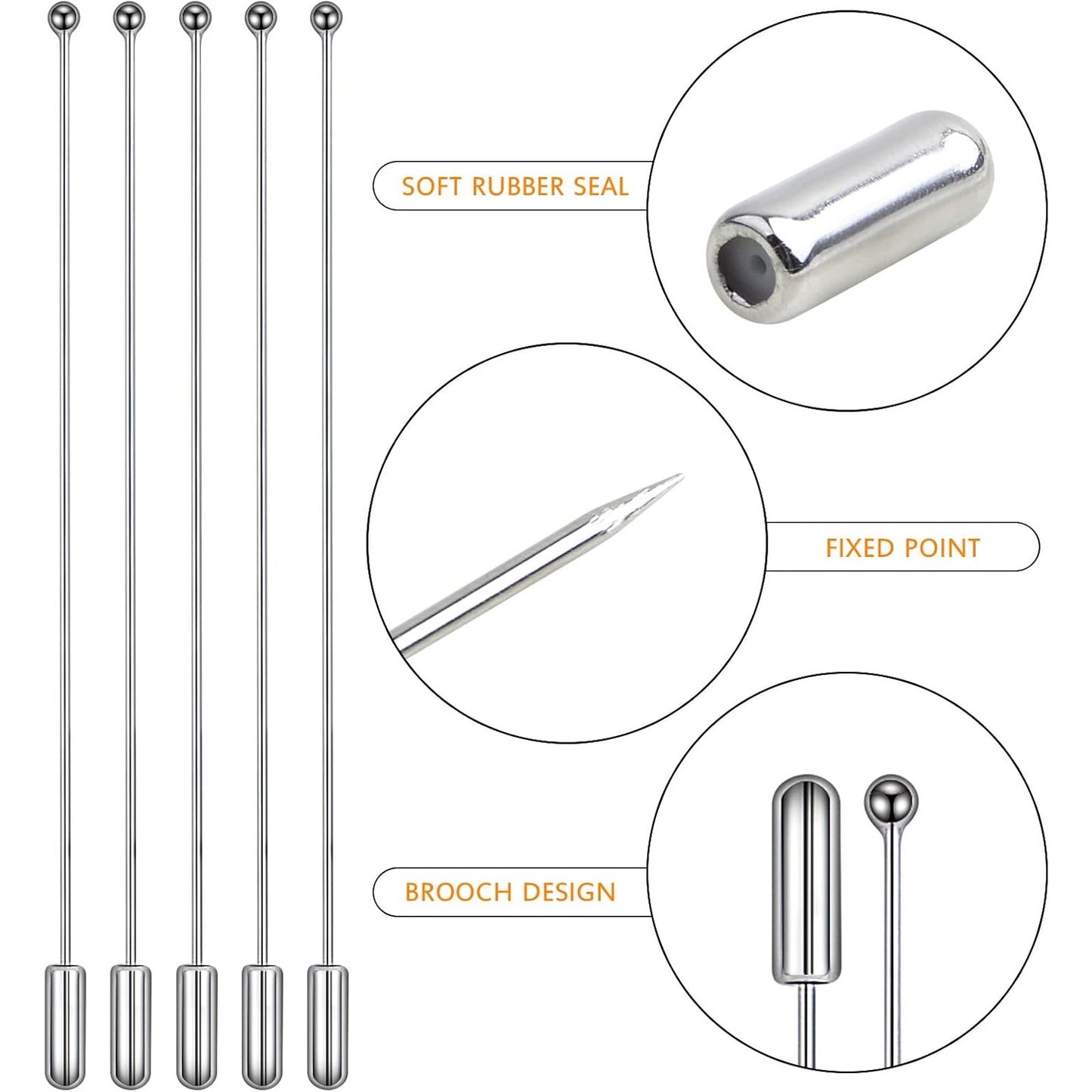 20pcs 97 mm Copper Brooch Stick Pins Ball Stick Pins Long Needle Eye Lapel Scarf Hat Safety Pins Jewelry Findings for Women DIY Shawls Sewing Wedding Decoration, White Golden