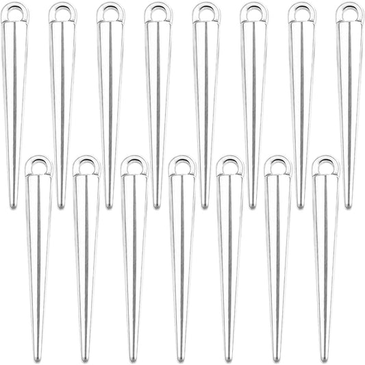 50pcs Antique Silver Spike Bead Pendants Tibetan Alloy Long Bullet Spike Charms Vintage Cone Shape Dangle Pendants for DIY Necklace Earrings Jewelry Making Supplies