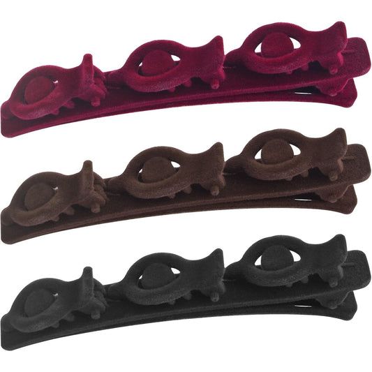 6pcs Double Retro Layer Twist Plait Hair Clips Flocking Texture Braided Hair Clips Woven Hairpin Barrettes with 3 Small Clips on Top for Women Girls Hair Styling, 3 Colors