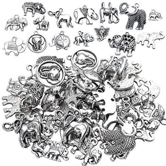 100g Antique Silver Elephant Charms Tibetan Animal Charms Pendants for Bracelets Necklace Jewelry Making