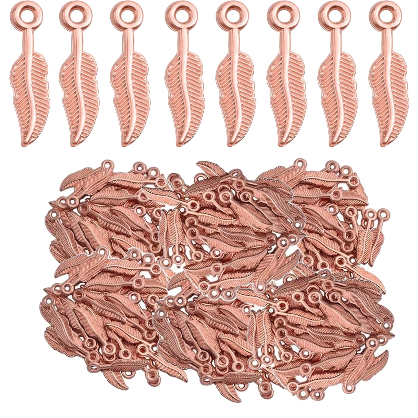 200 Pieces 5 Colors Feather Wing Charms Tibetan Alloy Leaf Dangle Pendants Jewelry Findings Accessories for DIY Necklace Bracelet Earrings Crafts Making